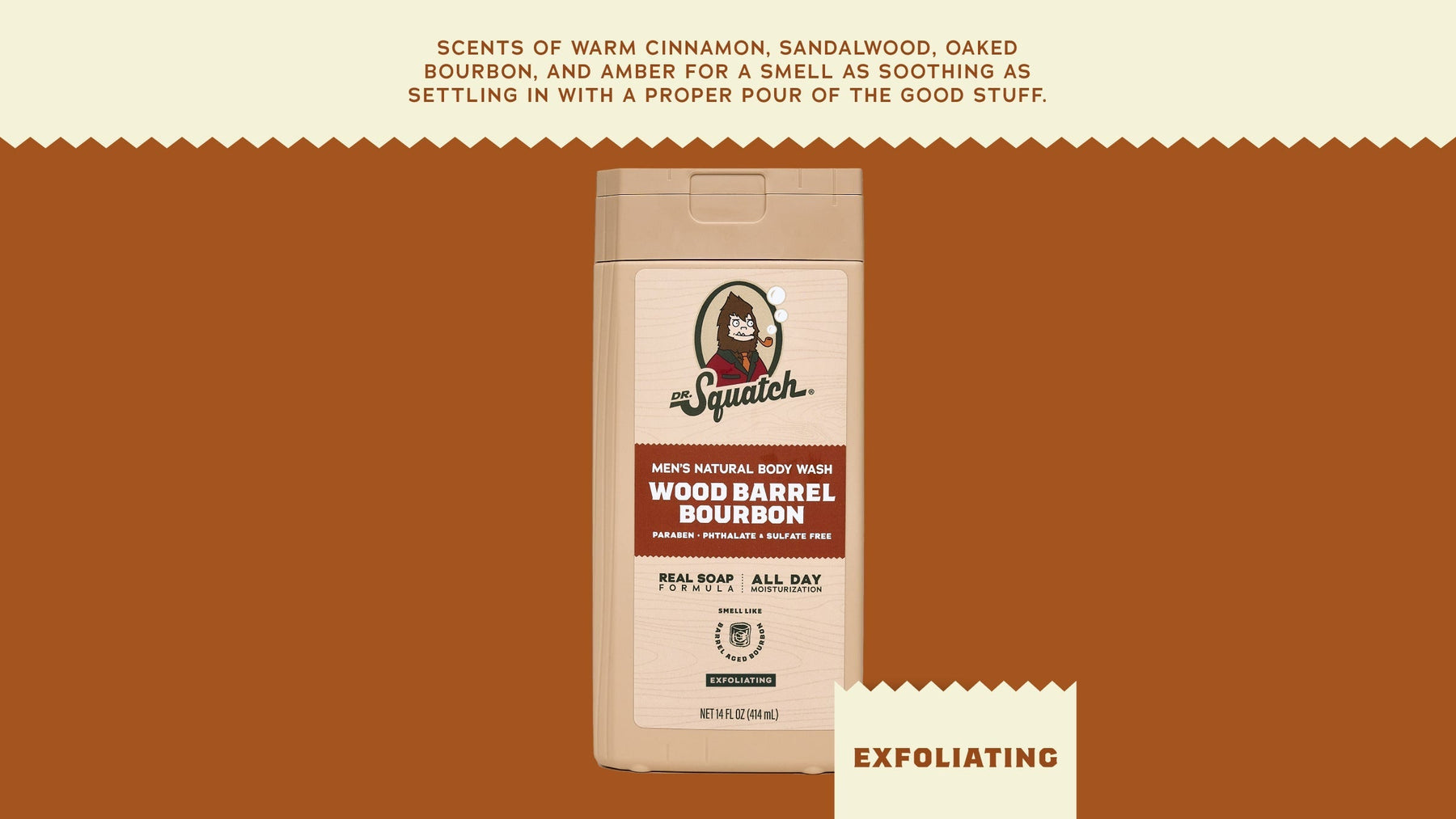 14 oz Wood Barrel Bourbon Exfoliating Body Wash - Trail Clean