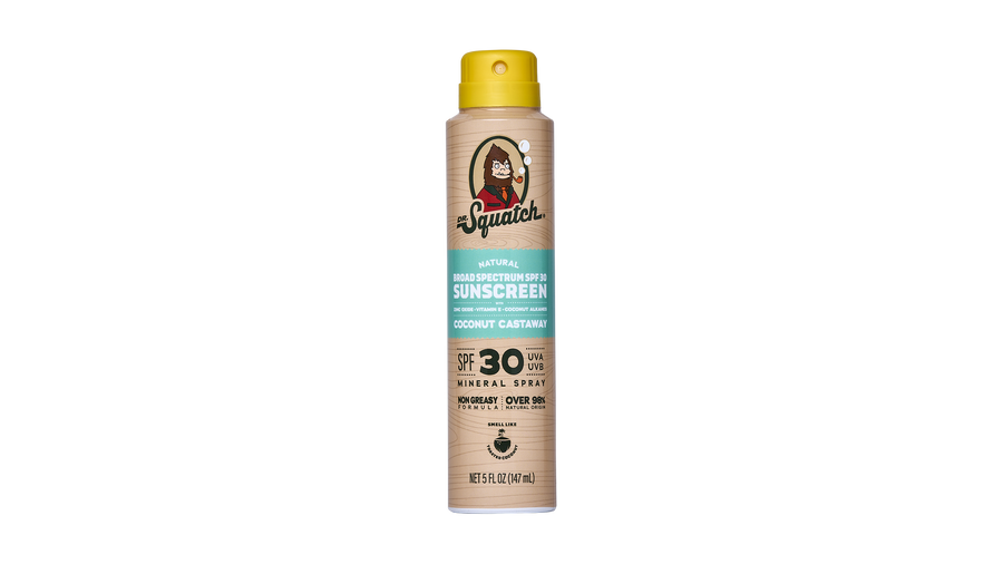 Dr. Squatch Spray Sunscreen | SPF 30 UVA/UVB Protection | Non-Greasy Mineral Sunscreen for Men - Beach Ready