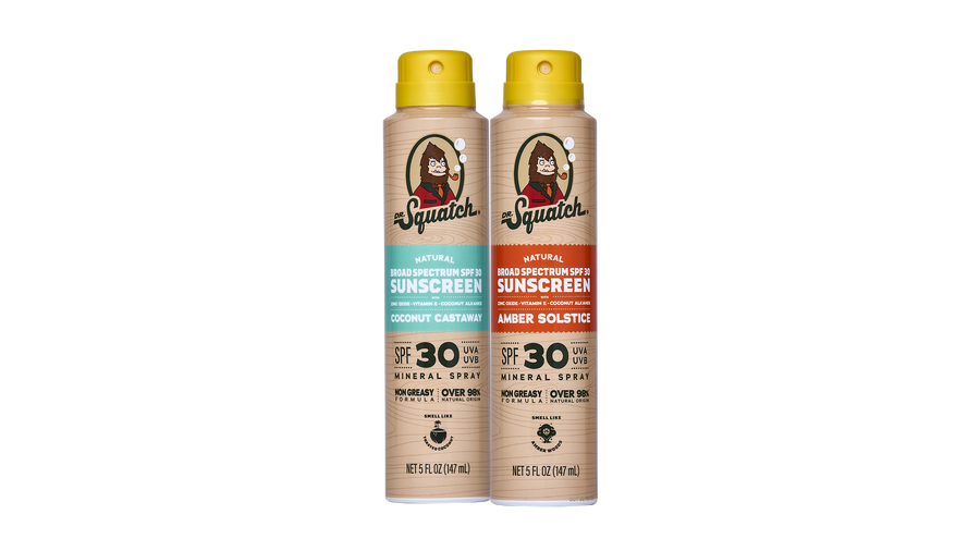 Dr. Squatch Spray Sunscreen 2-Pack | SPF 30 UVA/UVB Protection | Non-Greasy Mineral Sunscreen for Men - Outdoor Shield